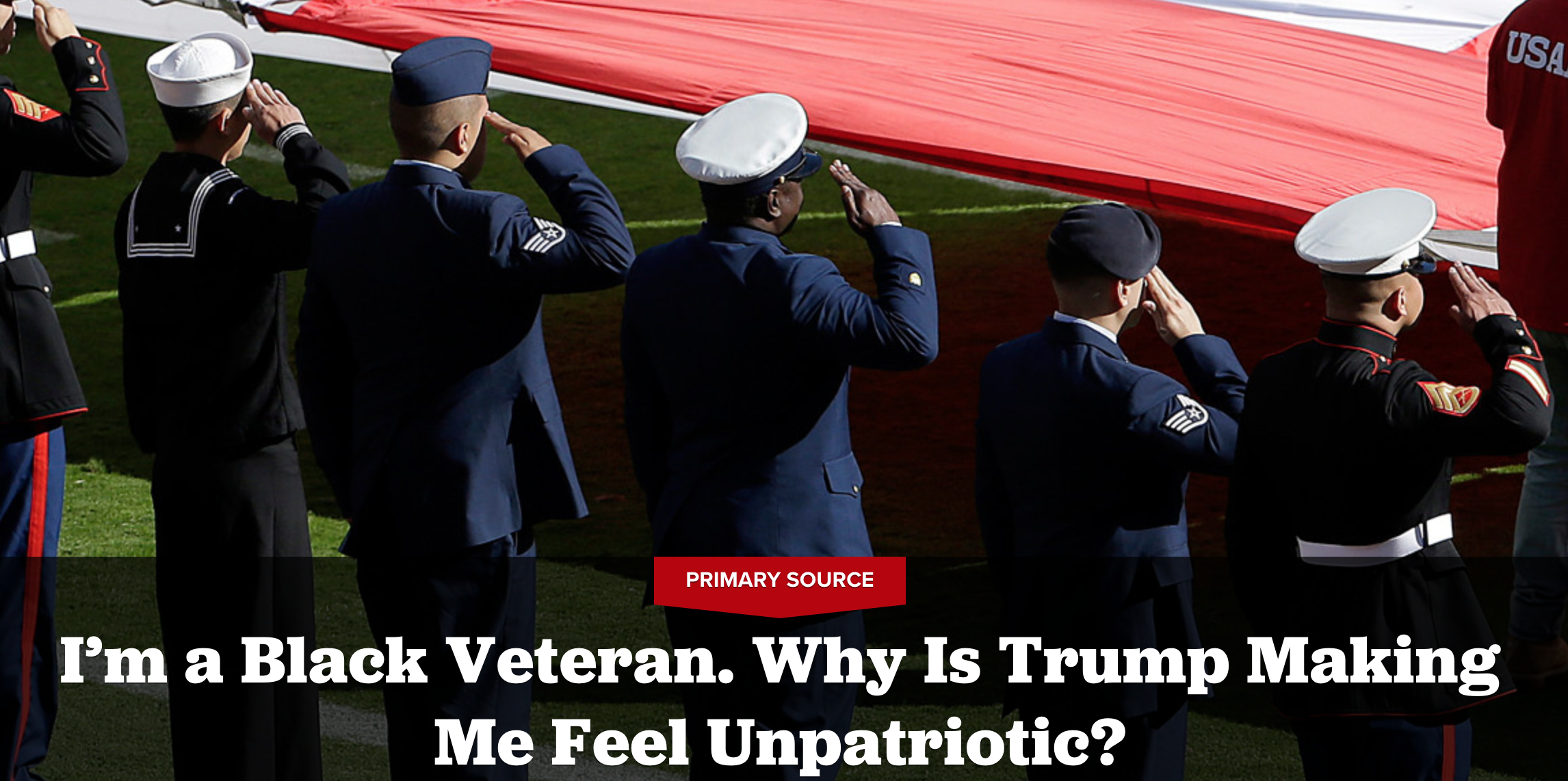 A black veteran decries attempts to portray protesting African-Americans as unpatriotic. 