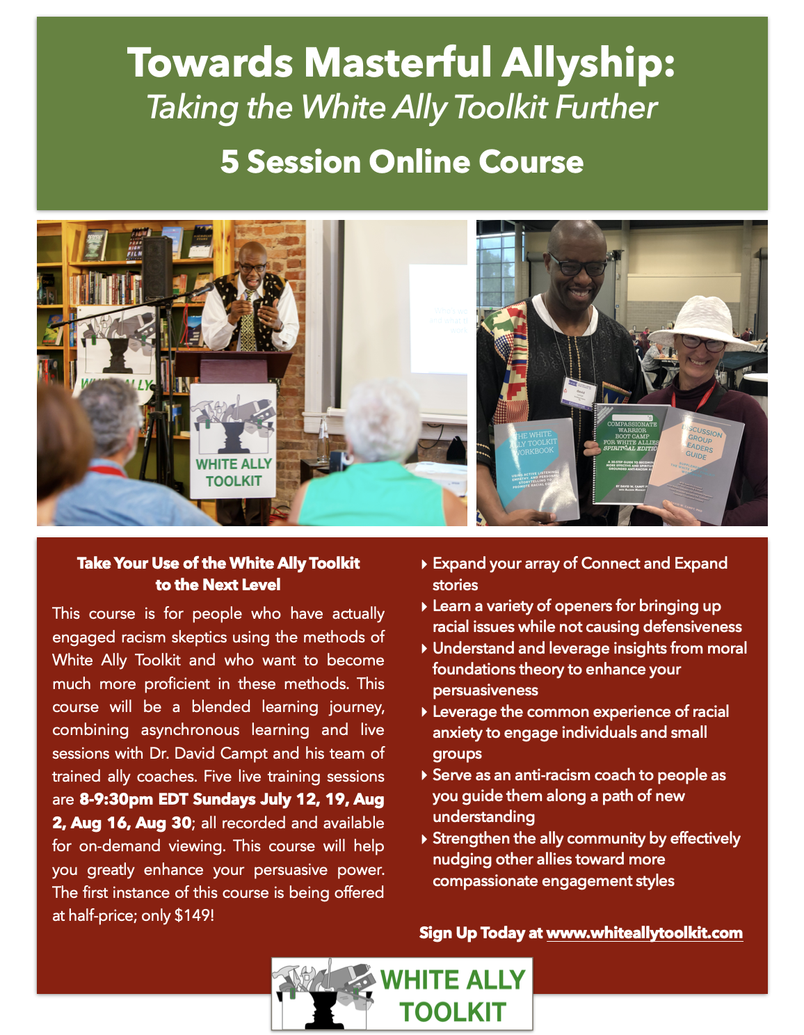 Towards Masterful Allyship Online Course: Taking the White Ally Toolkit Further – July 12-August 30 Cohort