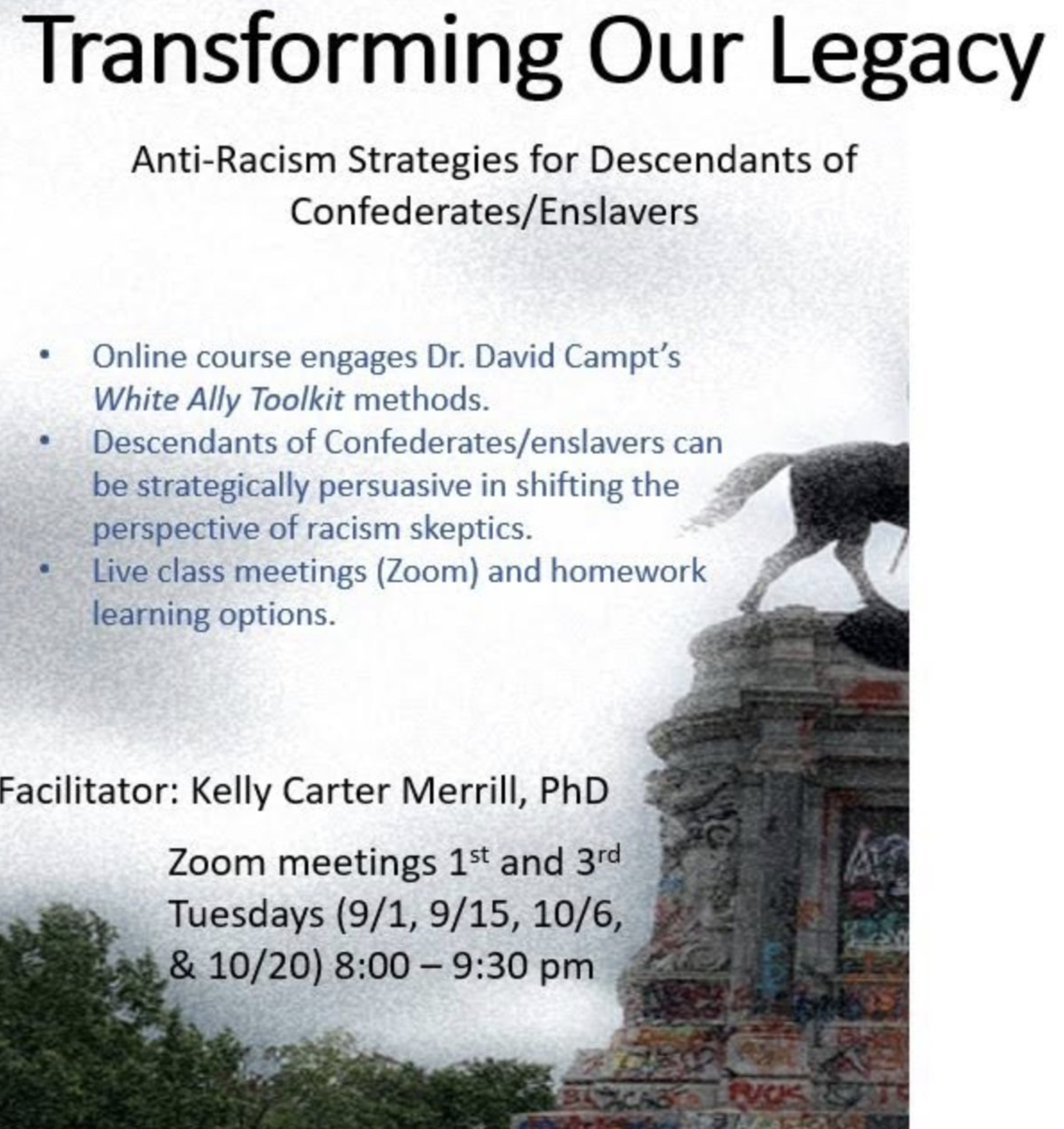 Transforming Our Legacy: Anti-racism for Descendants of Confederates/Enslavers